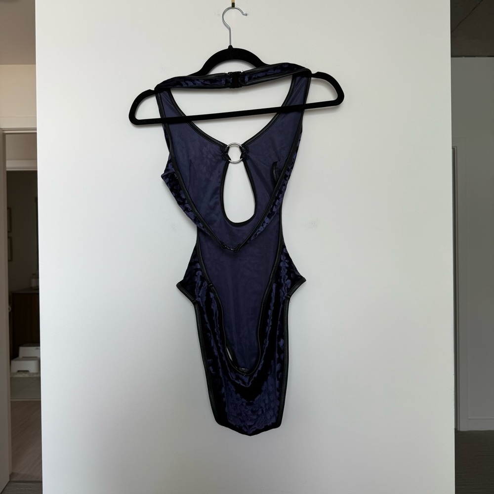 KILLSTAR BARBARELLA HALTER BODYSUIT in Plum Size L - Picture 2 of 3